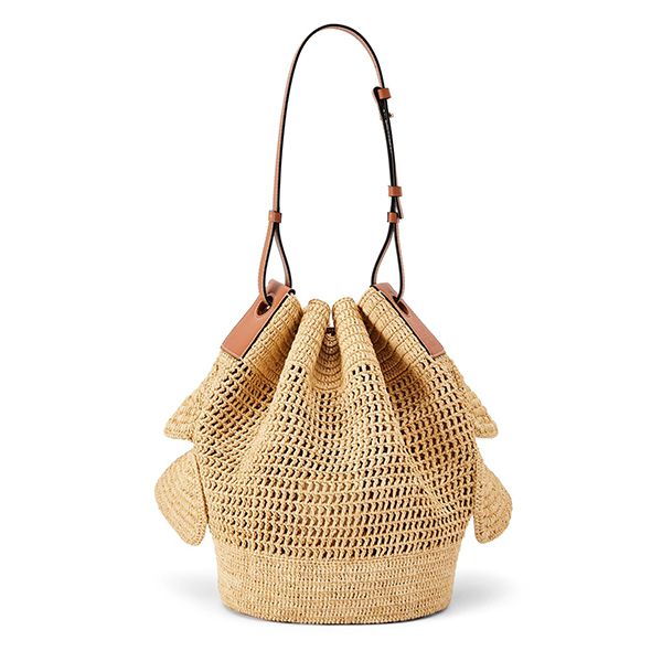 【ロエベ】新作◇フリルバルーンバッグ偽物ラフィア&カーフ A710P69X01